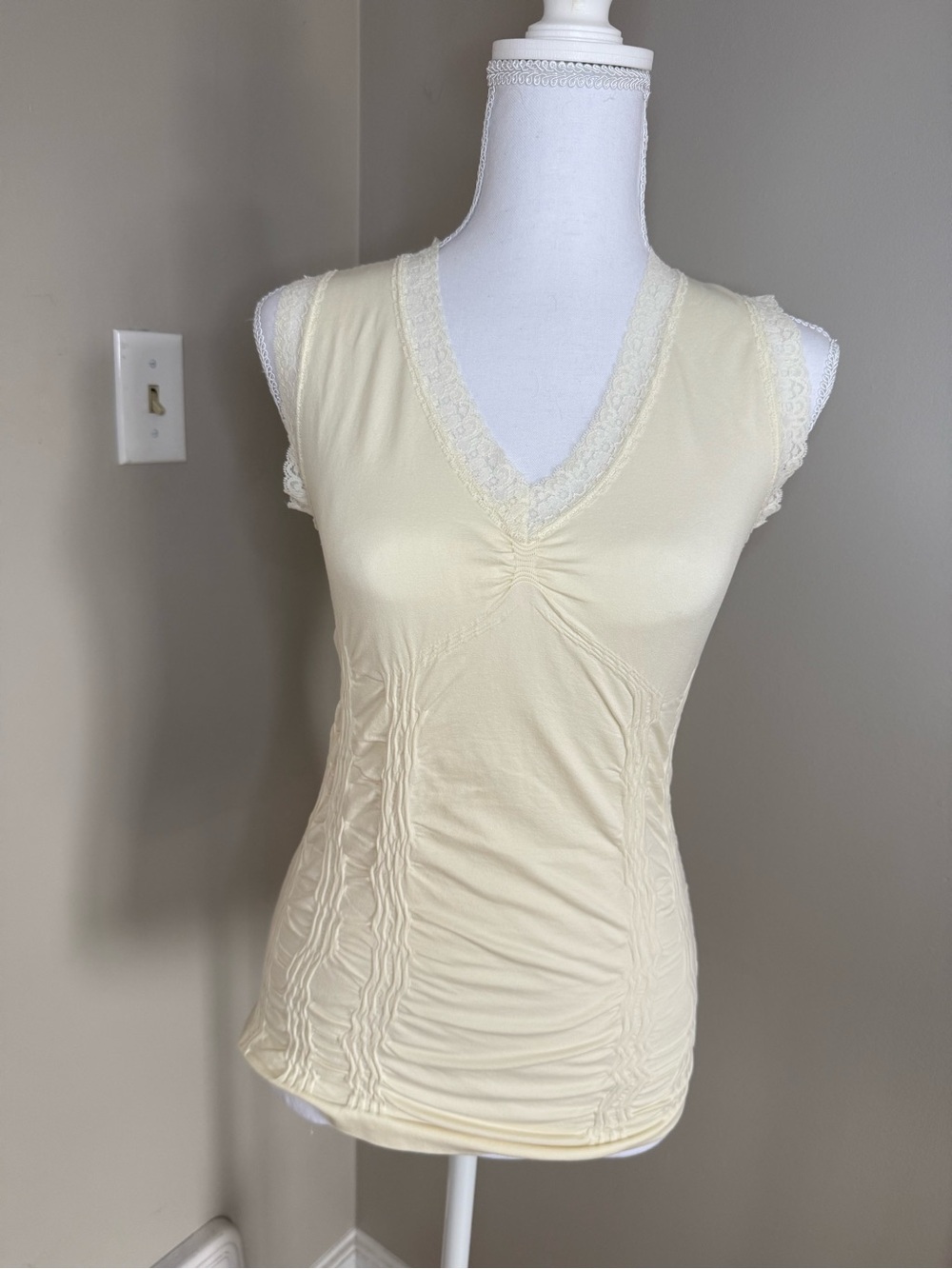By Together Lace-Trim V-Neck Tank Top - Cream
